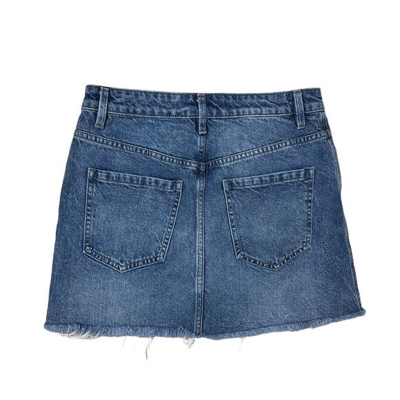 Free People Skirt Denim Mini Blue Casual Fall Cotton Zip Up High Waisted 27 - Picture 4 of 6